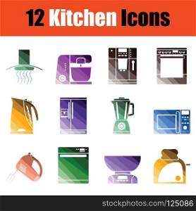 Set of kitchen icons. Gradient color design. Vector illustration.