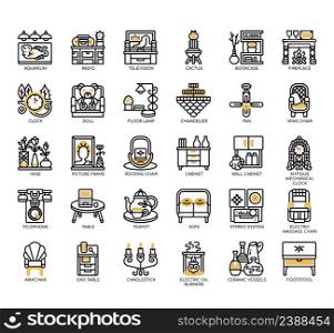 Set of Living Room thin line icons for any web and app project.