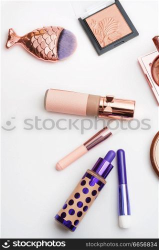 Set of luxury cosmetics for fashion make up  on white  background