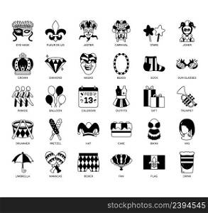 Set of Mardi Gras thin line icons for any web and app project.