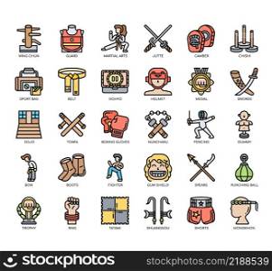 Set of Martial Arts thin line icons for any web and app project.
