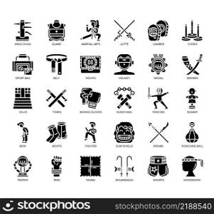 Set of Martial Arts thin line icons for any web and app project.