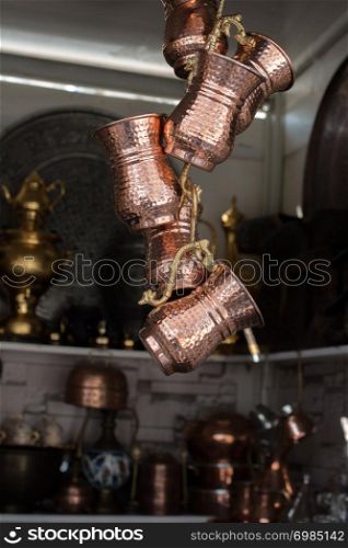 Set of metal mugs made in the old Ottoman style