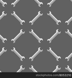 Set of Metallic Wrench Grey Seamless Pattern. Industrial Tool Background. Set of Metallic Wrench Grey Seamless Pattern