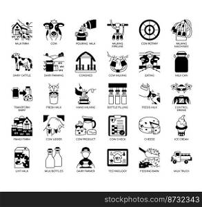 Set of Milk farm thin line icons for any web and app project.