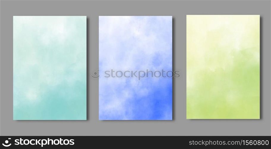 Set of Minimal covers design, Modern template with watercolor background, Pattern of covers template set, Vector illustration