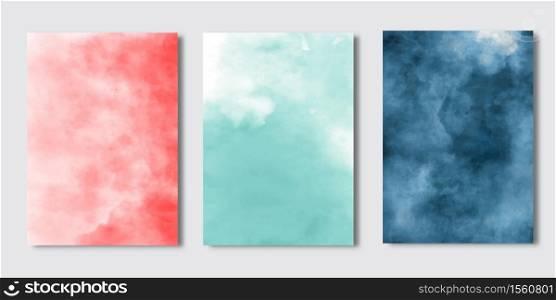 Set of Minimal covers design, Modern template with watercolor background, Pattern of covers template set, Vector illustration