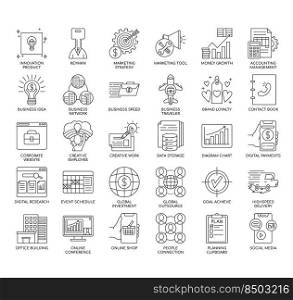 Set of Modern Business thin line icons for any web and app project.