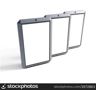 set of modern smartphones with blank screens
