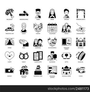 Set of Muslim Wedding2 thin line icons for any web and app project.