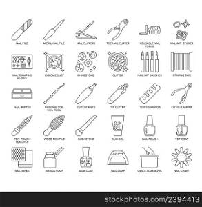Set of Nail salon thin line icons for any web and app project.