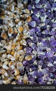 Set of natural mineral gemstones of a certain type