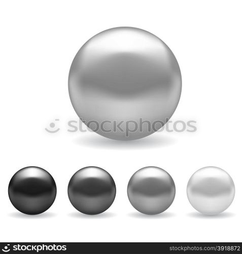 Set of Natural Pearls Isolated on White Background.. Set of Pearls