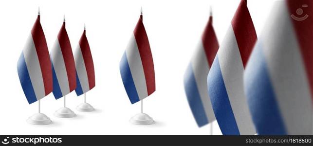 Set of Netherlands national flags on a white background.. Set of Netherlands national flags on a white background