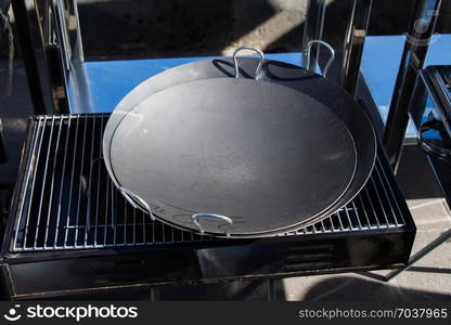 Set of new metal pans as cookware