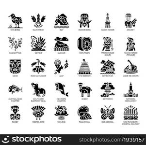 Set of New Zealand Symbol thin line and pixel perfect icons for any web and app project.