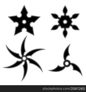 Set of Ninja Star. Asian Traditional Weapon. Shuriken Logo.. Set of Ninja Star. Asian Traditional Weapon. Shuriken Logo