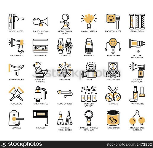 Set of Noisemakers & Whistles thin line icons for any web and app project.