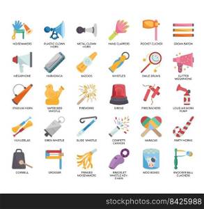 Set of Noisemakers   Whistles thin line icons for any web and app project.