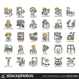 Set of Nursing Home thin line and pixel perfect icons for any web and app project.