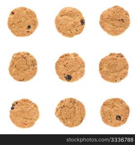 Set of oatmeal cookies isolated on white background.