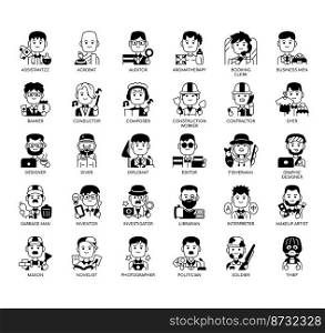Set of Occupation 4 man thin line icons for any web and app project.