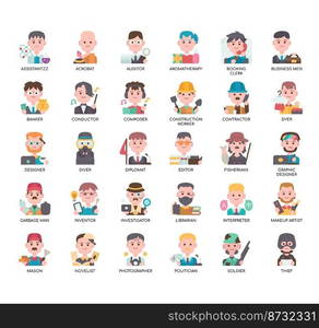 Set of Occupation 4 man thin line icons for any web and app project.