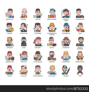 Set of Occupation 4 man thin line icons for any web and app project.