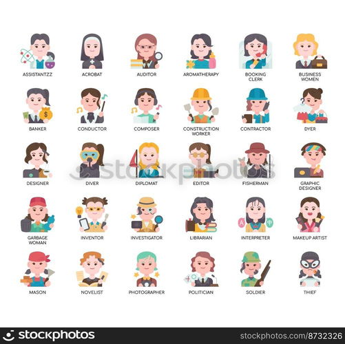 Set of Occupation 4 women thin line icons for any web and app project.