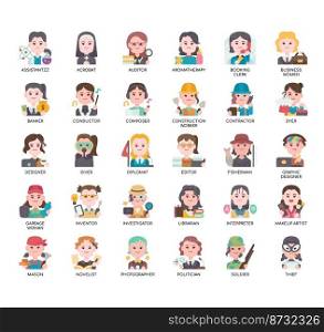 Set of Occupation 4 women thin line icons for any web and app project.