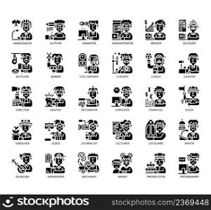Set of Occupation Women 2 thin line icons for any web and app project.