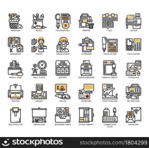 Set of Office Equipment 1 thin line and pixel perfect icons for any web and app project.