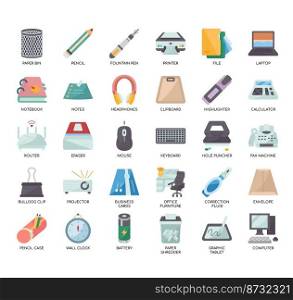 Set of Office Equipment 1 thin line icons for any web and app project.