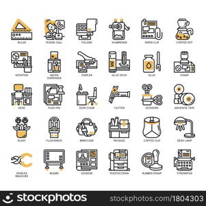 Set of Office Equipment 2 thin line and pixel perfect icons for any web and app project.