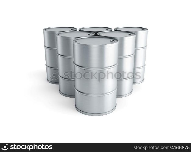 set of oil barrels, isolated 3d render