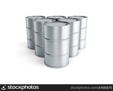 set of oil barrels, isolated 3d render