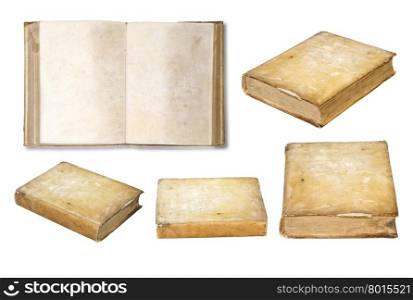 Set of old book isolated on white background
