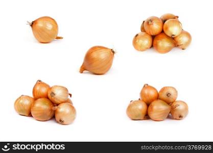 set of onions, isolated against white background