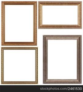 Set of opulent golden and classical picture frames for your individual content. Isolated on white.