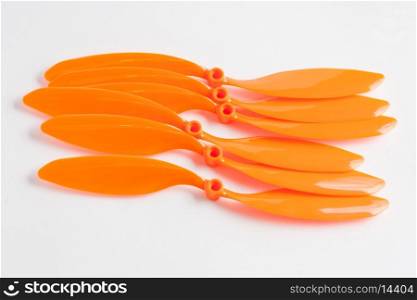 Set of orange colored propellers for RC plane model