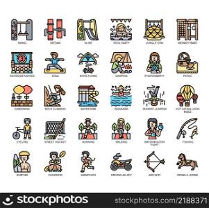 Set of Outdoor activities thin line icons for any web and app project.