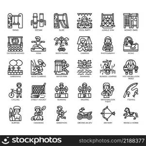 Set of Outdoor activities  thin line icons for any web and app project.