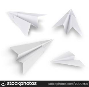 Set of paper planes isolated on white background.