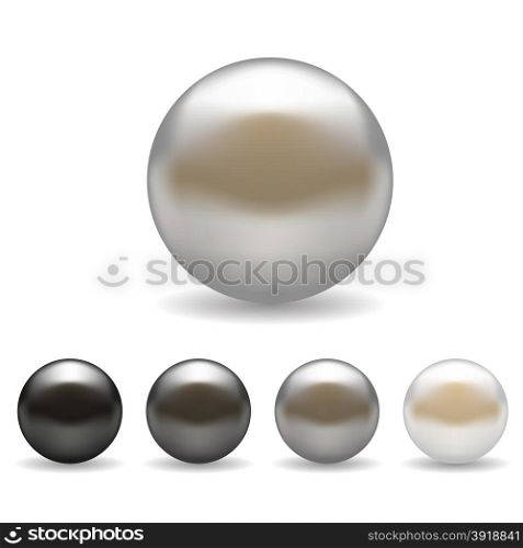 Set of Pearls Isolated on White Background. . Set of Pearls