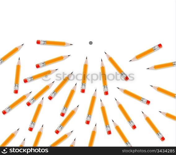 Set of Pencils on white background.