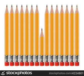 Set of Pencils on white background.
