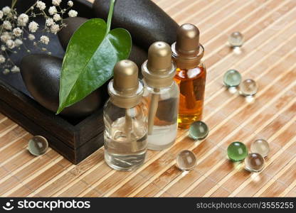 set of perfume oils, spa still life