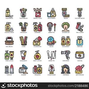 Set of Personal Care Products thin line icons for any web and app project.