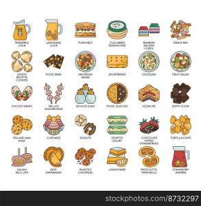 Set of Picnic Food thin line icons for any web and app project.