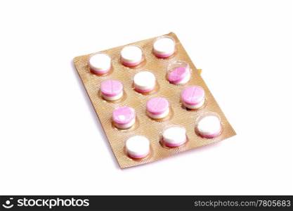 Set of pills isolated on white
